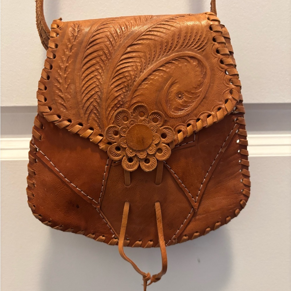 Handcrafted Tan Leather Crossbody Bag